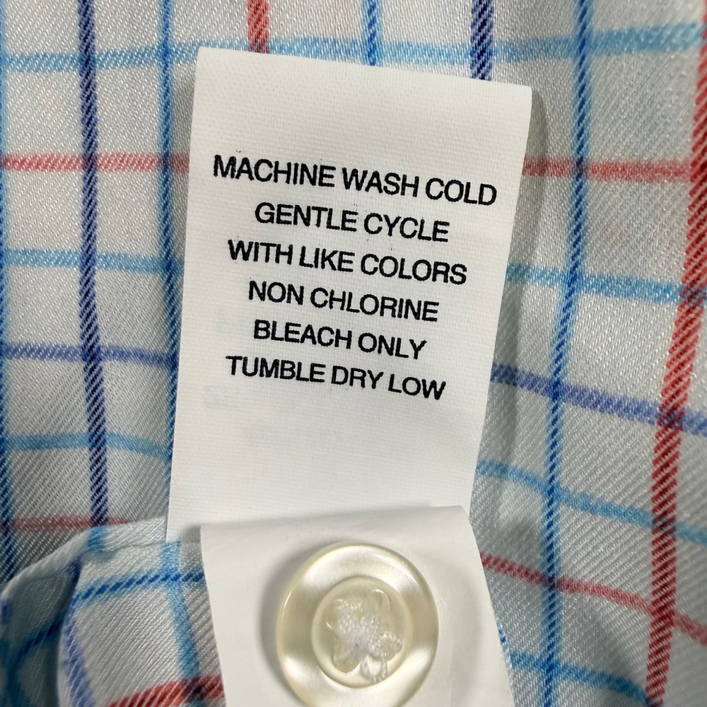 Johnnie-O Prep-Formance Shirt Mens XL White Blue Orange Plaid Button Down - Picture 11 of 12